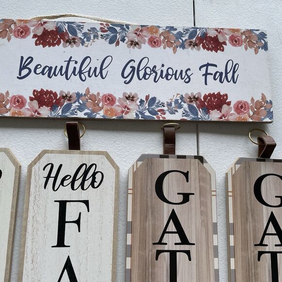 Holiday Decor, Fall Autumn Thanksgiving Signs, Set Of 5 , NWOT - Picture 2 of 4